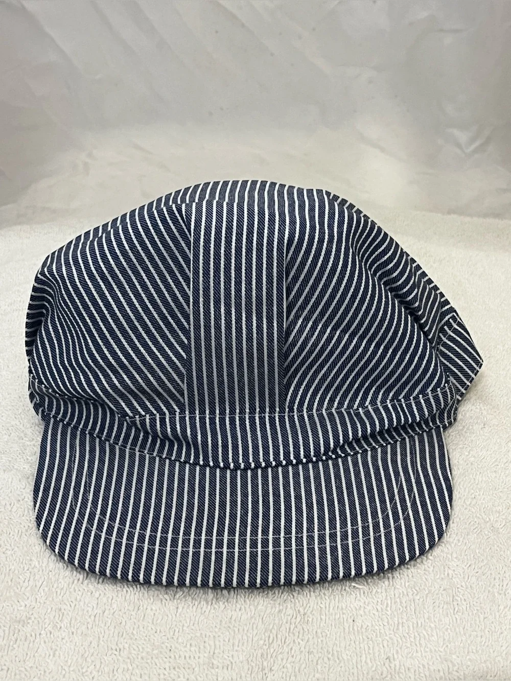 Blue & White Striped Train Conductor Cap